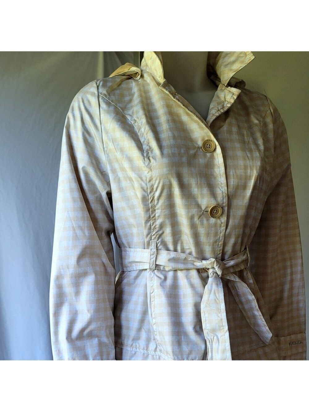 F.O.G. by London Fog Plaid Trench Coat Size 16